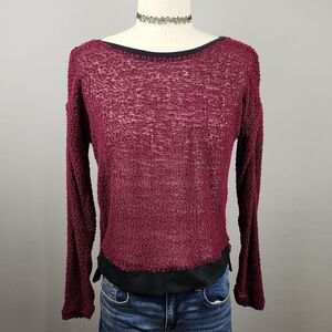 Derek Heart Sweater Burgandy Red Zipper Shoulder Sz Medium